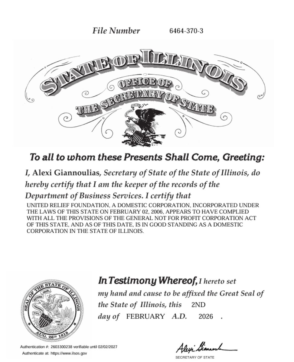 Illinois Secretary of State Certificate of Good Standing 2026